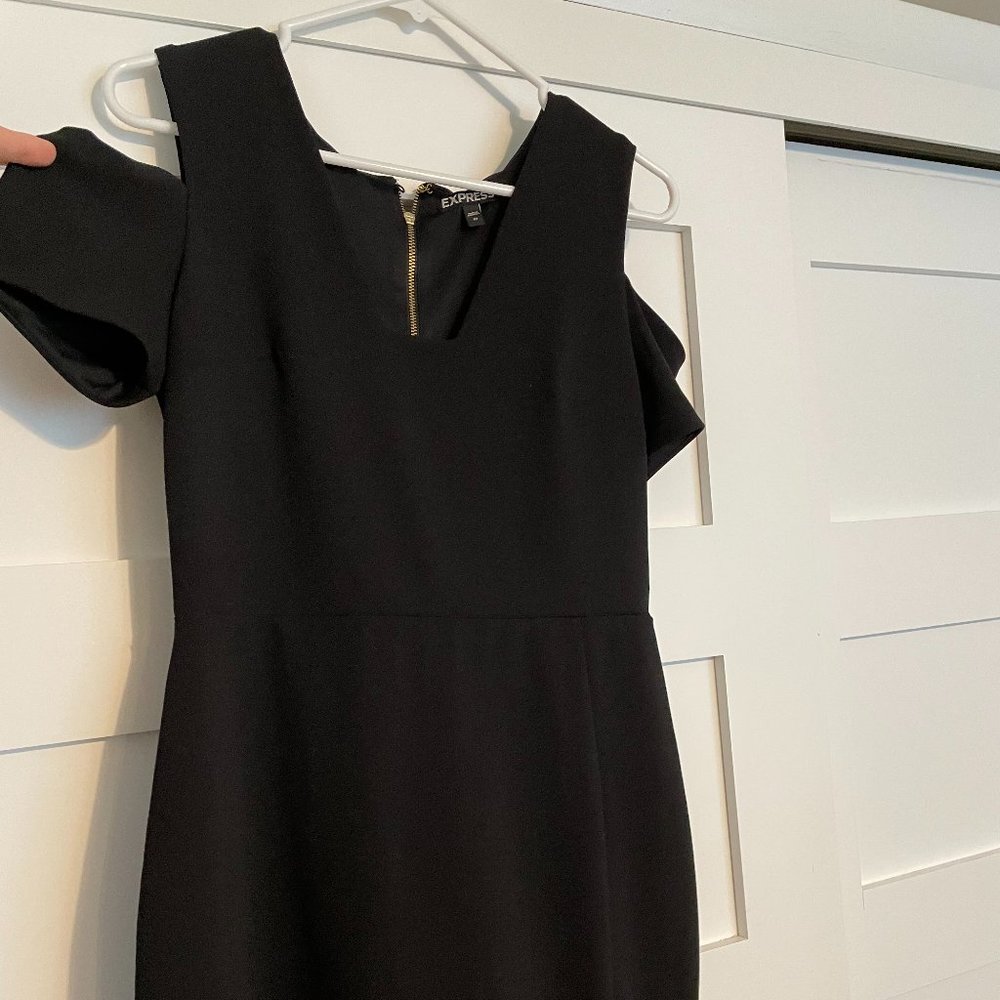 Cold shoulder black dress